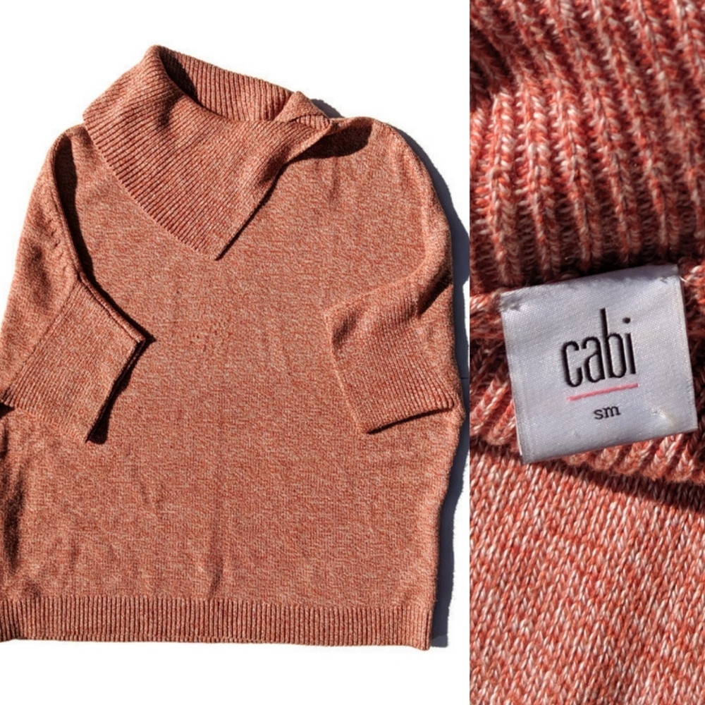 CAbi Tumeric Pullover Sweater Fold Over Neck 3011